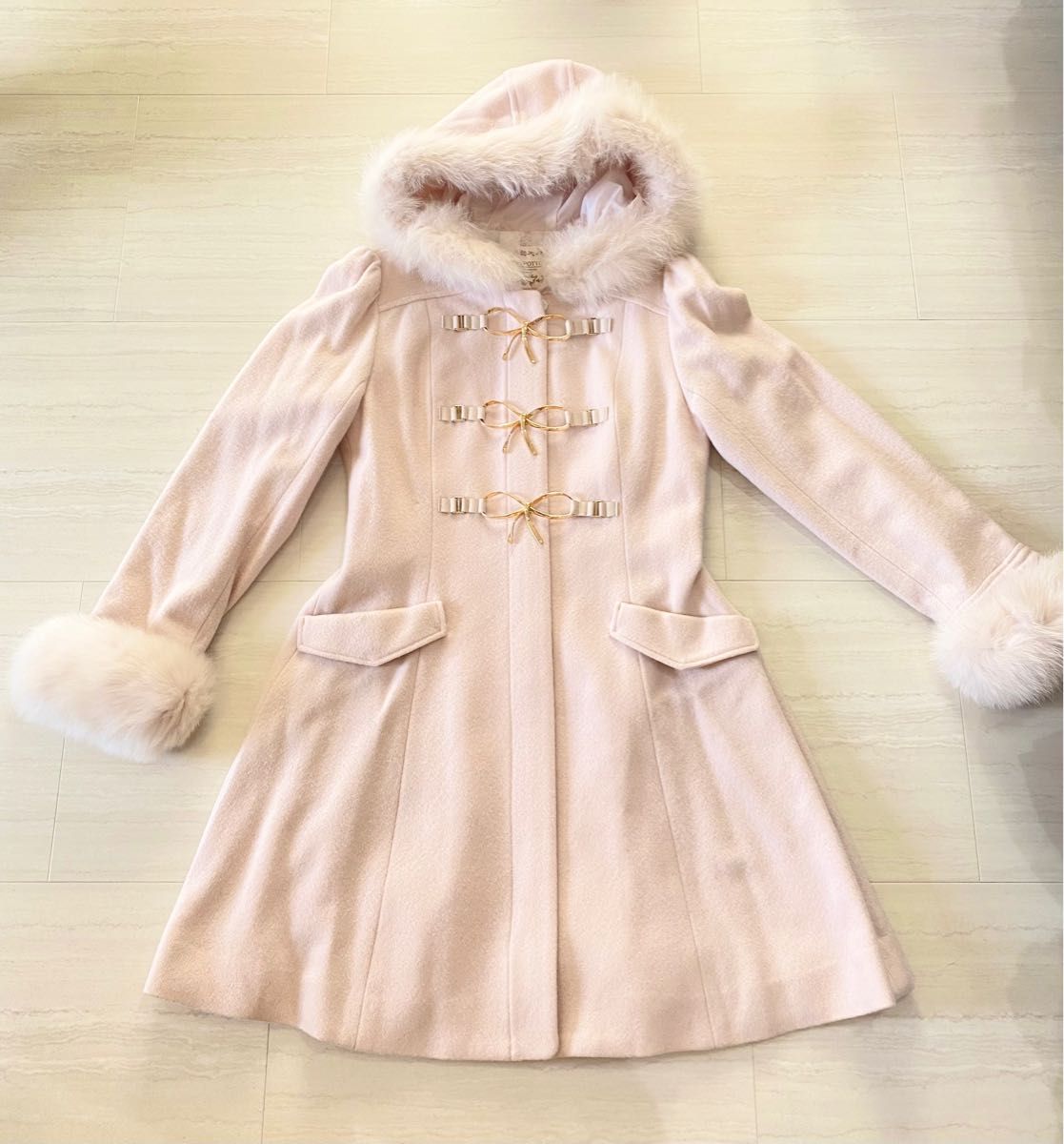 新品未使用 ロディスポット リボンビットダッフルコート ピンク M