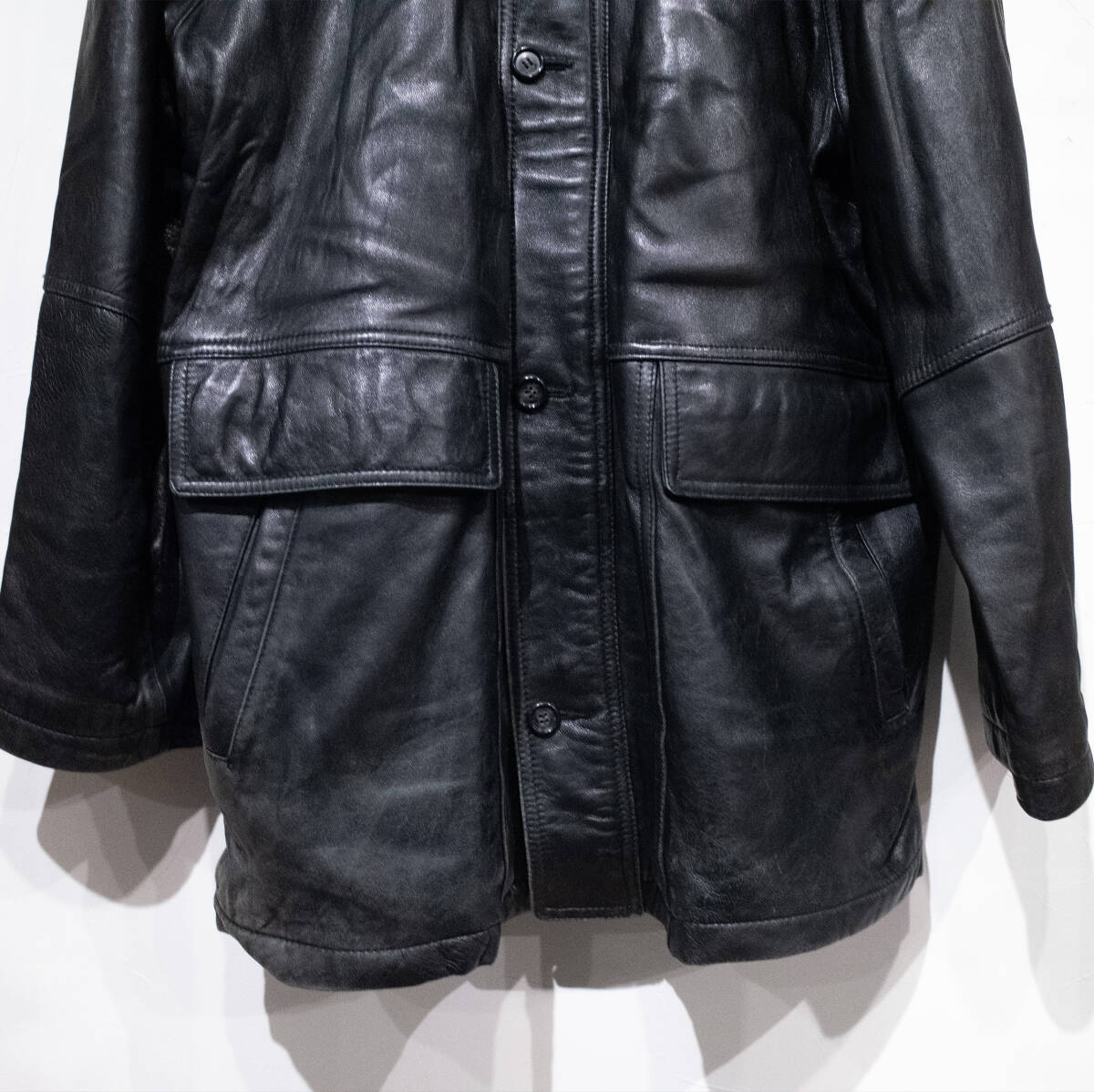 L / 80s 90s UNKNOWN 羊革 ビンテージ レザー ハーフコート レザー
