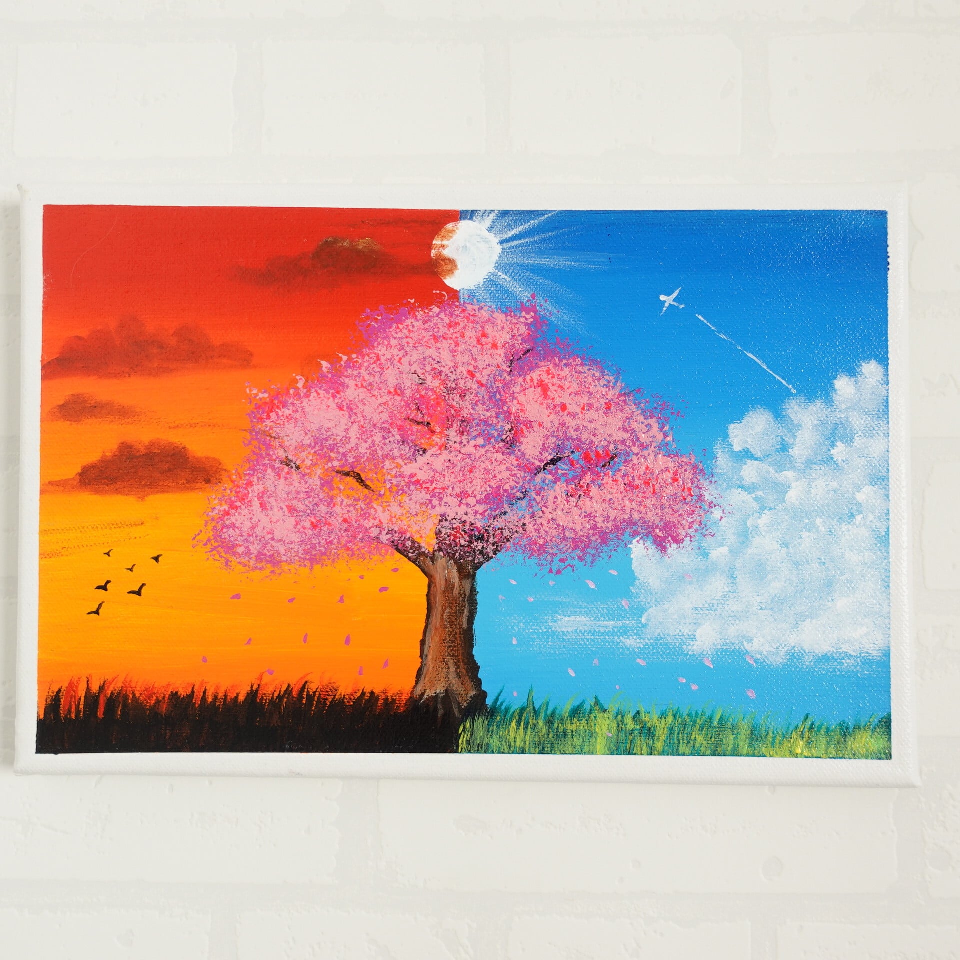 桜・2つの色【アクリル画】原画・イラスト 30×20センチ | Chopin Design