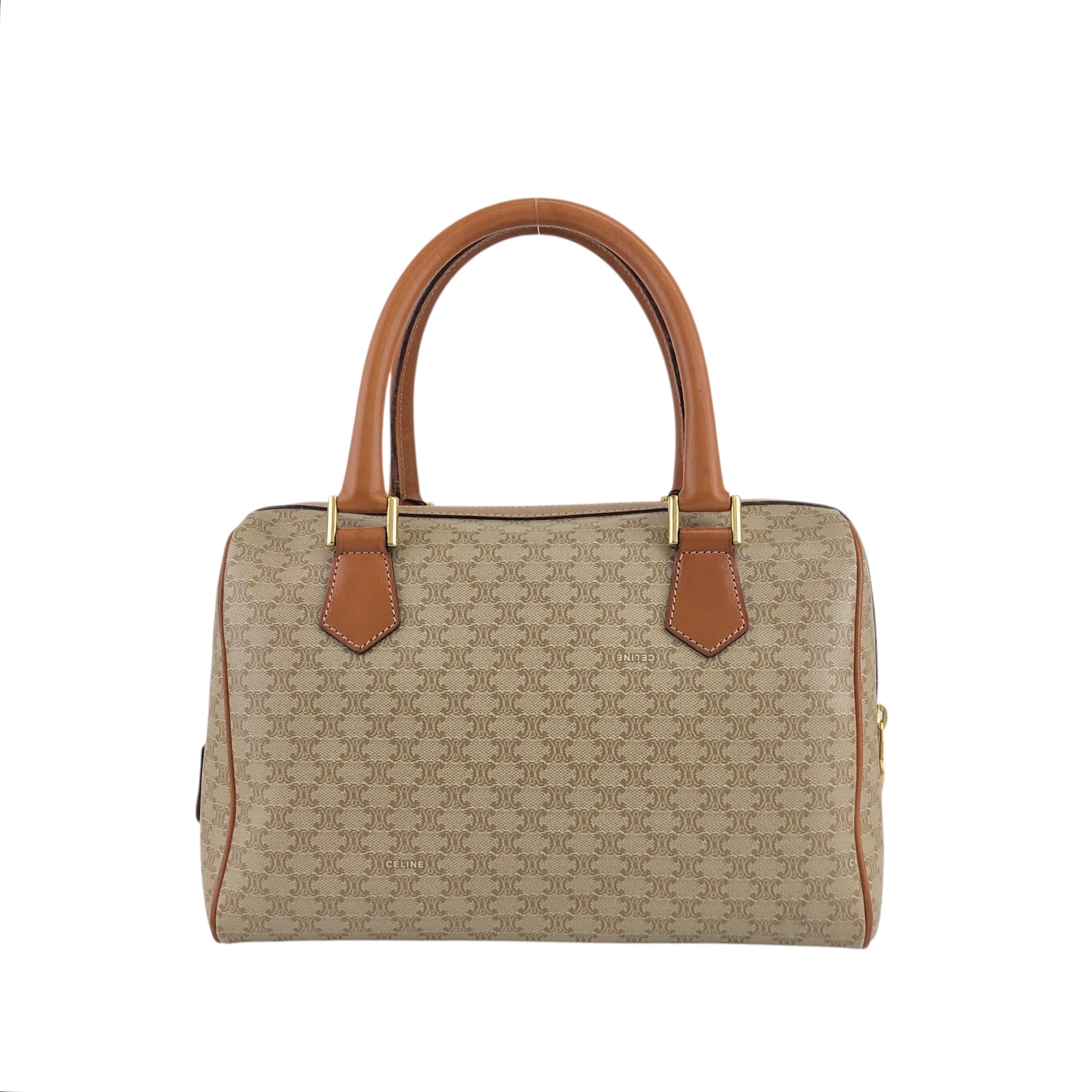 CELINE セリーヌ マカダム ハンドバッグ ベージュ ブラゾン型押し PVC