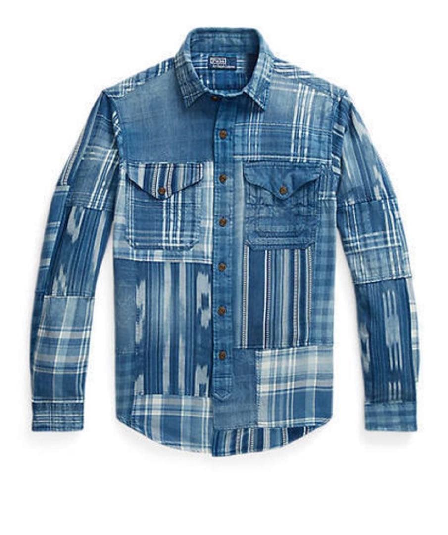新品タグ付き【POLO RALPH LAUREN】インディゴパッチワークシャツ