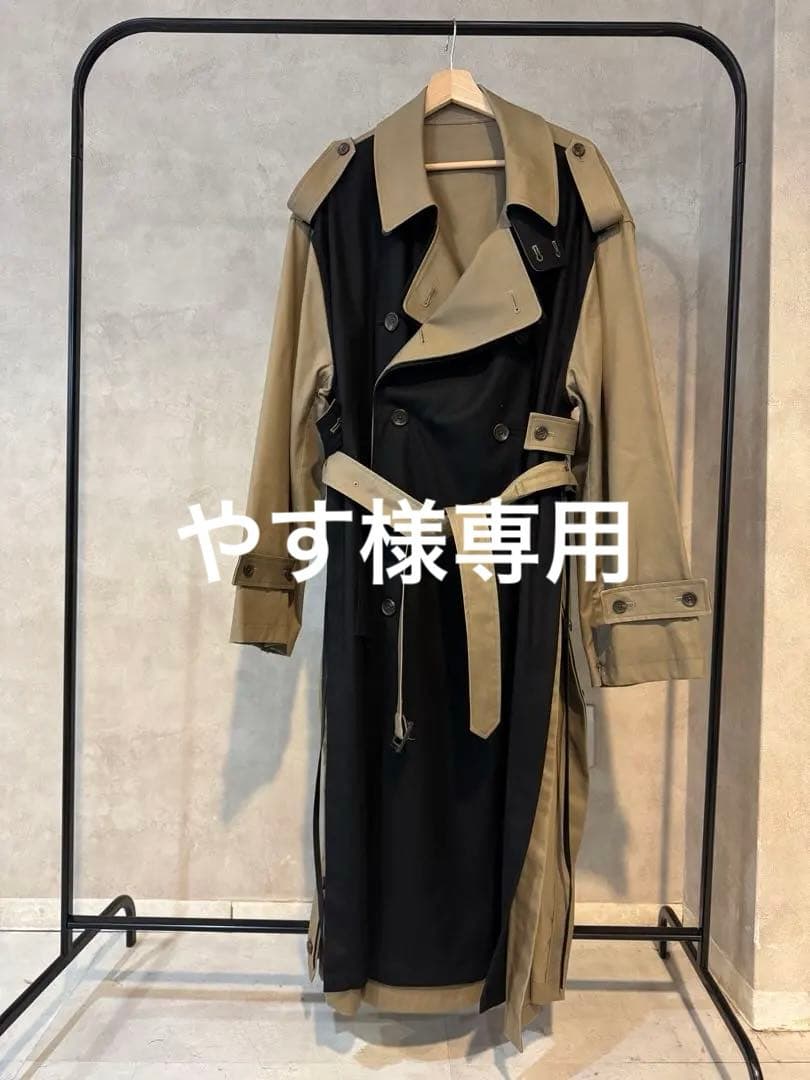 stein ST.405トレンチコート ベージュ/ブラック シュタイン コットン トレンチコート S メンズ ベージュ×ブラック ST