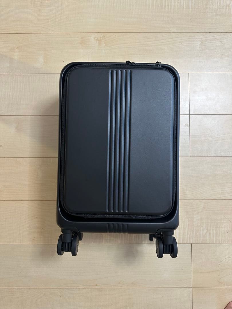 MAIMO キャリーケース Sサイズ フロントオープン　8cm拡張　ブラック MAIMO フロントオープン 拡張機能 スーツケース 機内持ち込み Sサイズ
