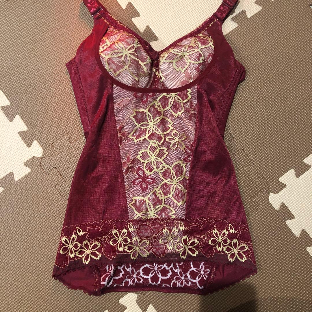 花柄刺繍 ボディスーツ C75 L ニッセン（nissen） 大きいサイズ レディース 柄ジャガード ボディー